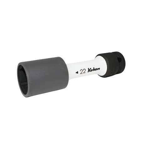 Ko-Ken Wheel Nut Socket 22mm Extra Thin walled 110mm Color coded Protector 1/2 Sq. Drive 14145PM.110-22